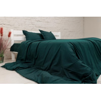 Комплект постільної білизни з вареної бавовни, темно-зелений, двоспальний