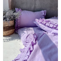 Комплект постільної білизни з вареної бавовни  сімейний (дві півковдри), колір ліловий  