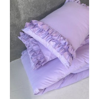 Комплект постільної білизни з вареної бавовни з рюшем, двоспальний, колір ліловий